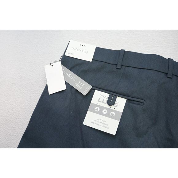Perry Ellis Travel Luxe Dress Pants Classic Fit Blue Flat Mens 42 x 30 NWT - Picture 9 of 10